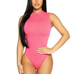 Naked Wardrobe Valentines THE NW SLEEVELESS BODYSUIT Raspberry Pink